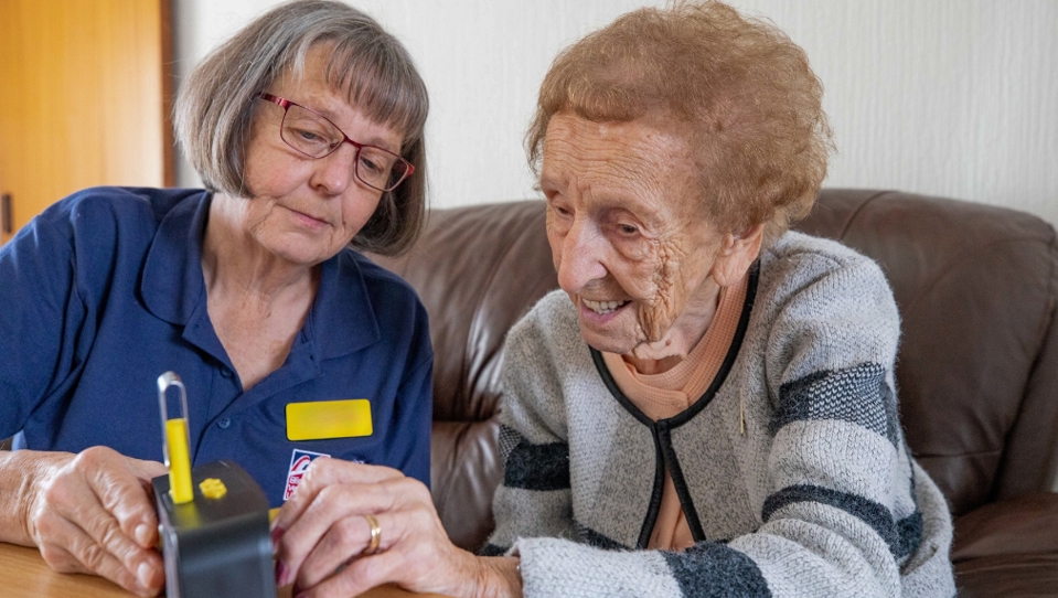 Blind veteran Margaret with Community Support Worker Liz