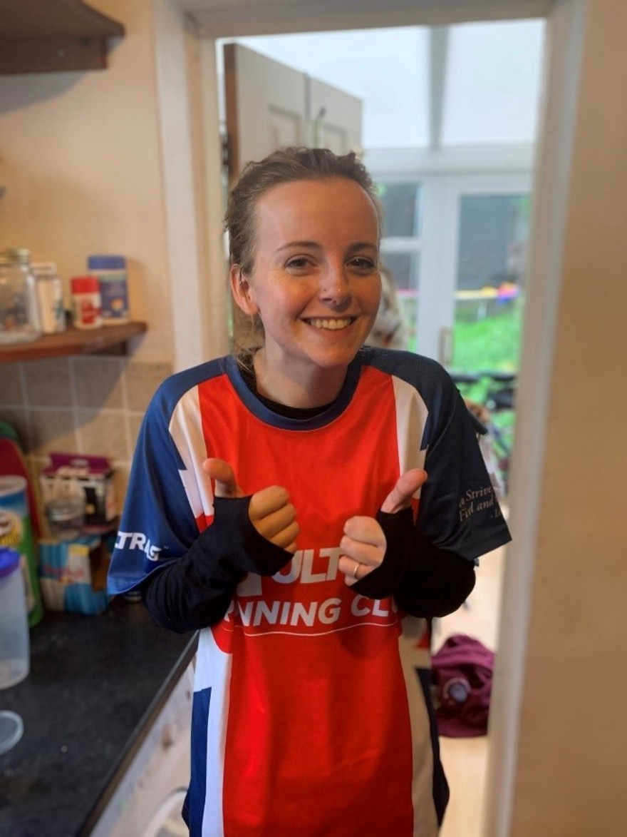 Photo of Star, fundraiser and daughter of late blind veteran Paul after finishing her ultramarathon