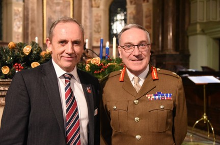 Photo of Richard Nugee CVO CBE on the right, with our CEO Major General (Rtd) Nick Caplin CB on the left