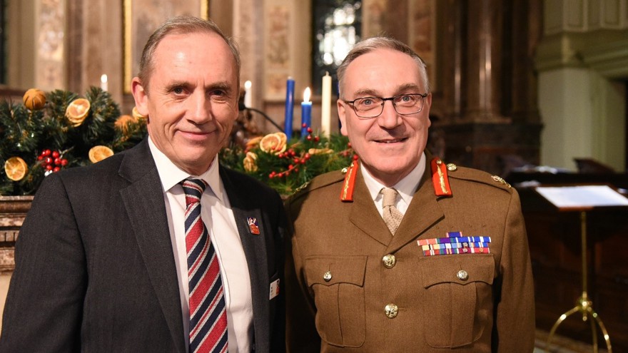 Photo of Richard Nugee CVO CBE on the right, with our CEO Major General (Rtd) Nick Caplin CB on the left